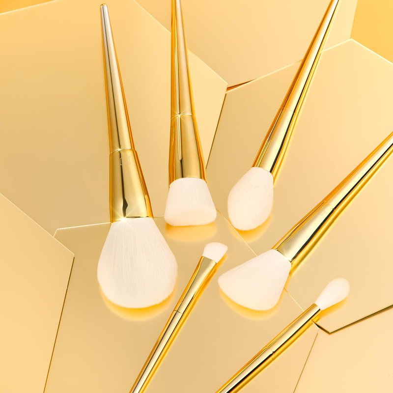 DUcare 15 Piece Professional Makeup Brush Set, Silver-Gold Radiance Synthetic Brushes for Full Face & Eye, Complete Cosmetic Kit with Reusable Storage Holder