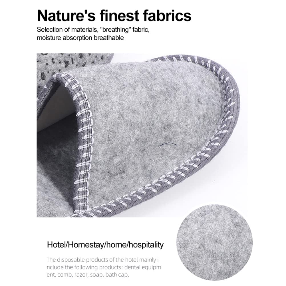 Fleece Felt Guest Slippers House Slippers Set, 6 Pairs Anti-Slip Disposable Slippers Set Washable, SPA Slippers, Men Women Felt Slippers for Guests, Ideal for Family, Hotel Travel