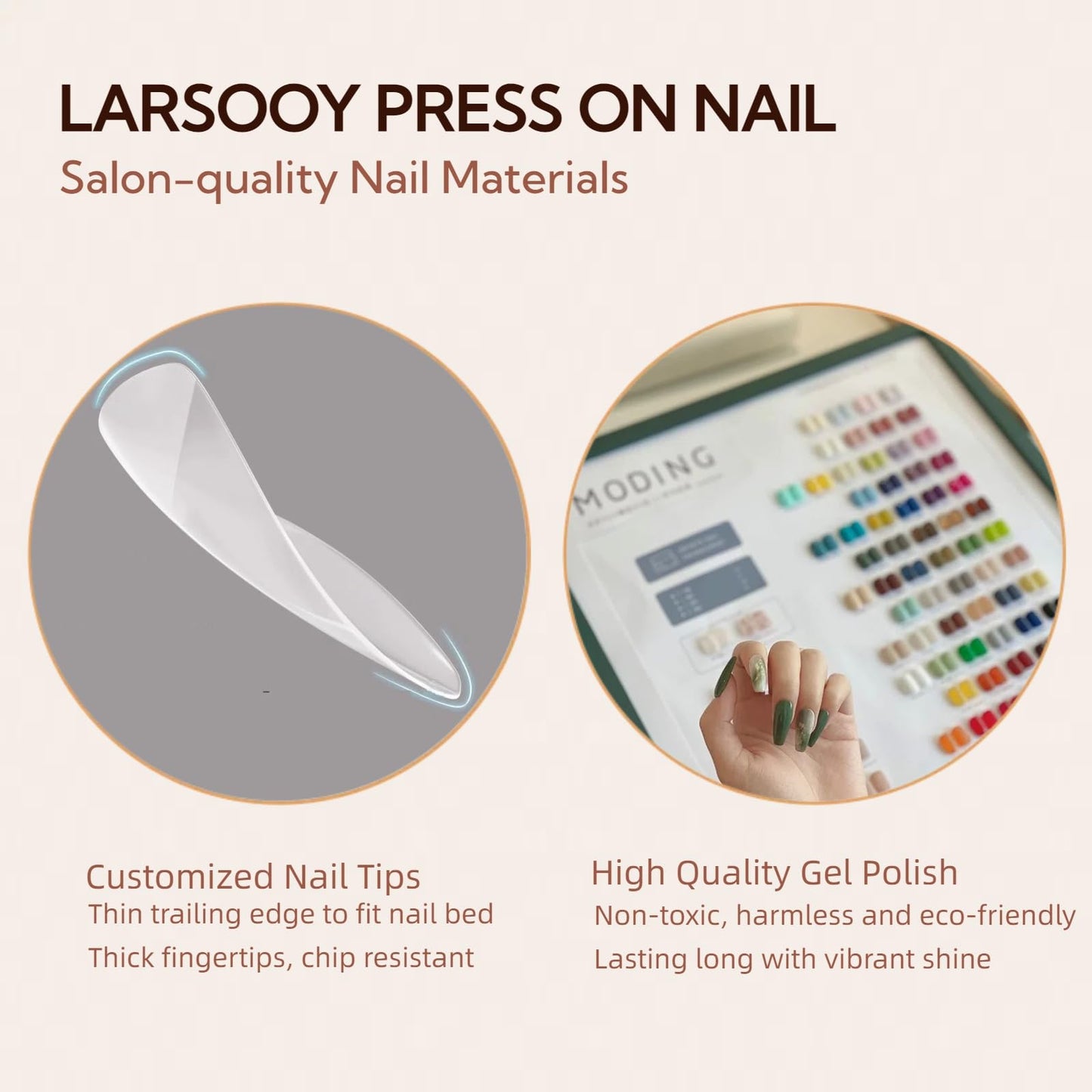 LARSOOY Nails Handmade Press On Nails Middle Square | Hand Painted Reusable False Nails with Unique Halloween Designs | 10 Pcs (Halloween Drawing, M)