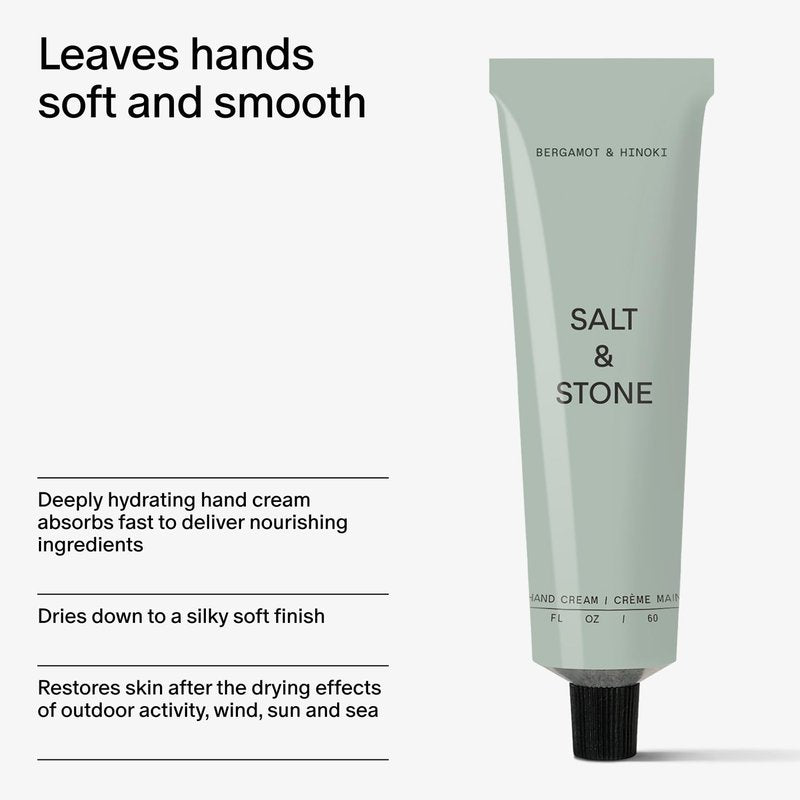 Salt & Stone Deodorant and Hand Cream Set - Bergamot & Hinoki Scent | Natural Moisturizing Formula