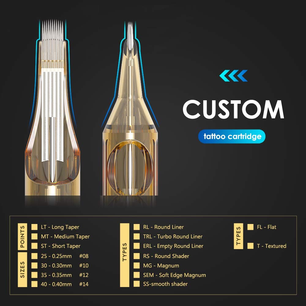 CHUSE 20pcs Cartridges Disposable Tattoo Needle Standard 9 Curved Magnum (1209RM)