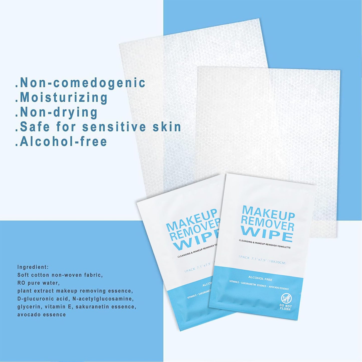 Makeup Remover Wet Wipes Individually Wrapped, 200 Pack, Clean Face Quickly, Wet Wipes Bulk for Makeup, Perfect for Travel, Hotel, Large Parties