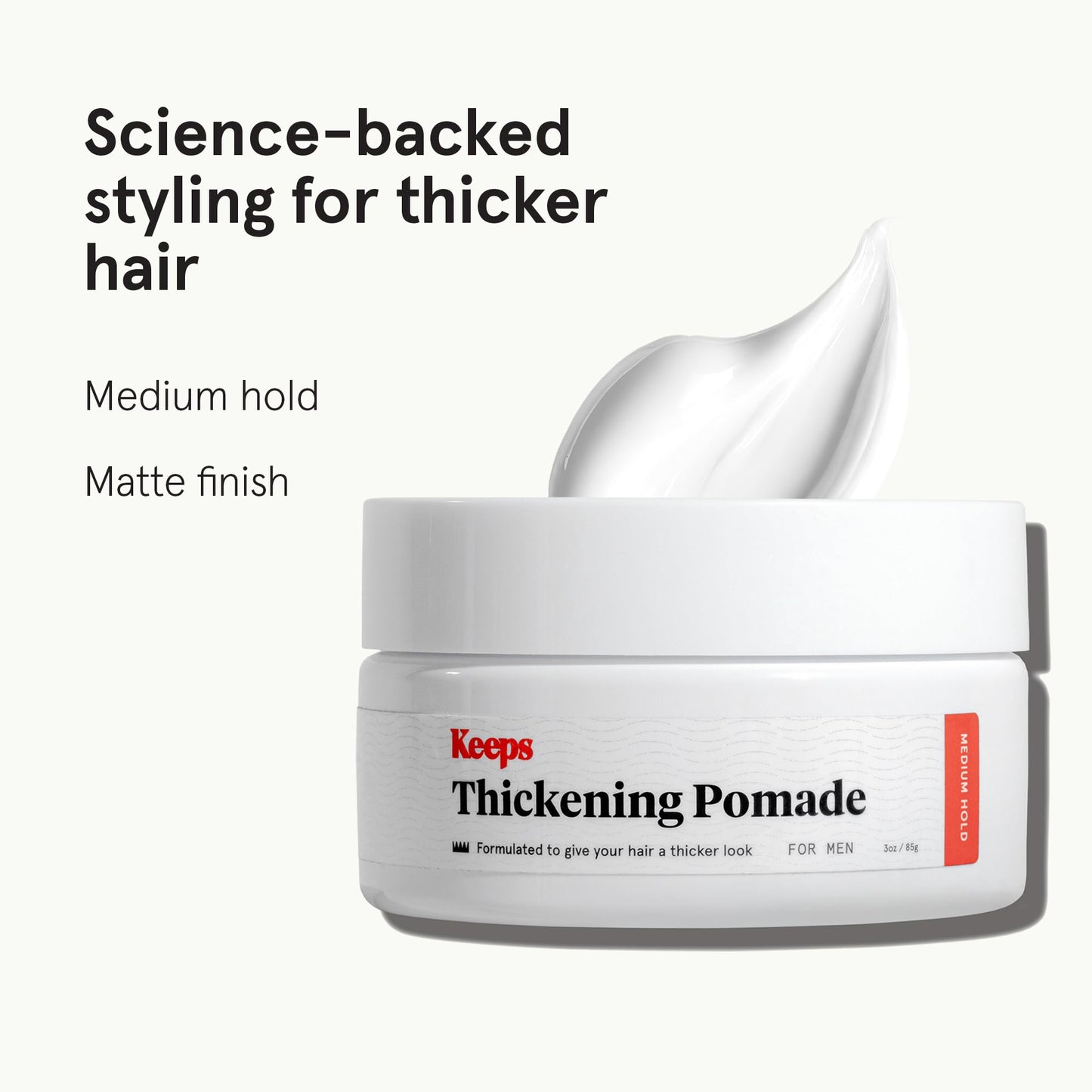 Keeps Thickening Pomade for Men - Matte Finish Medium Hold Styling Pomade - Biotin Hair Styling for Fuller Thicker Looking Hair - Ethanol & Propylene Glycol Free - Travel Size - 3 Oz