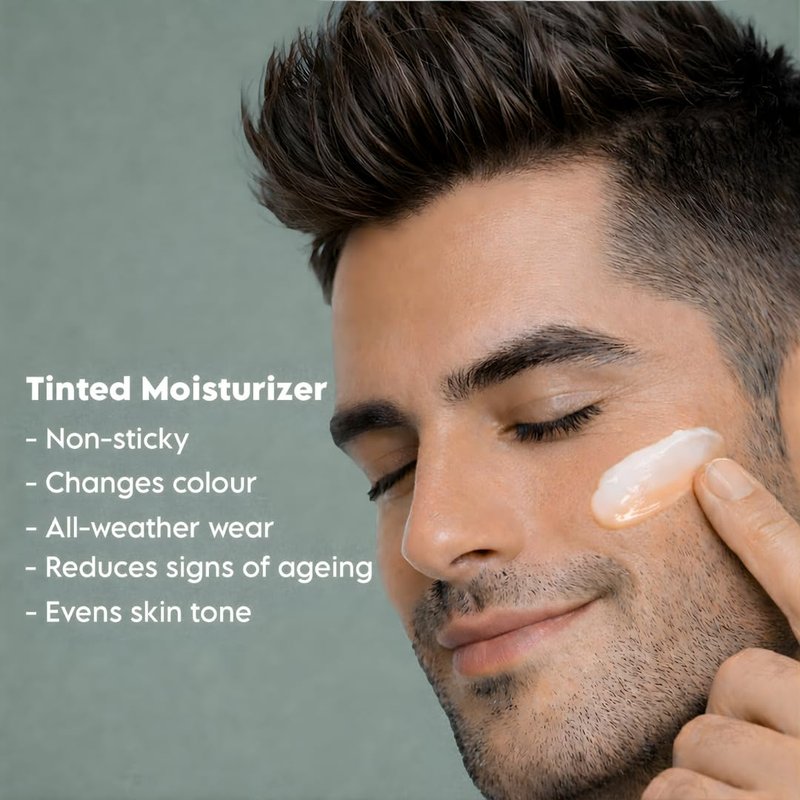 HUES FOR HIM Tinted Moisturiser – Hydra Boost BB Cream with Hyaluronic Acid for Men, Even Skin Tone & Daily Hydration, 30g