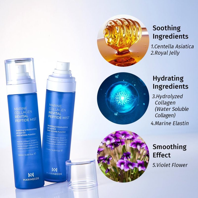 Marine Collagen Revital Peptide Mist - Hydrating Facial Spray with Centella & Peptides | 120ml Daily Moisture Boost