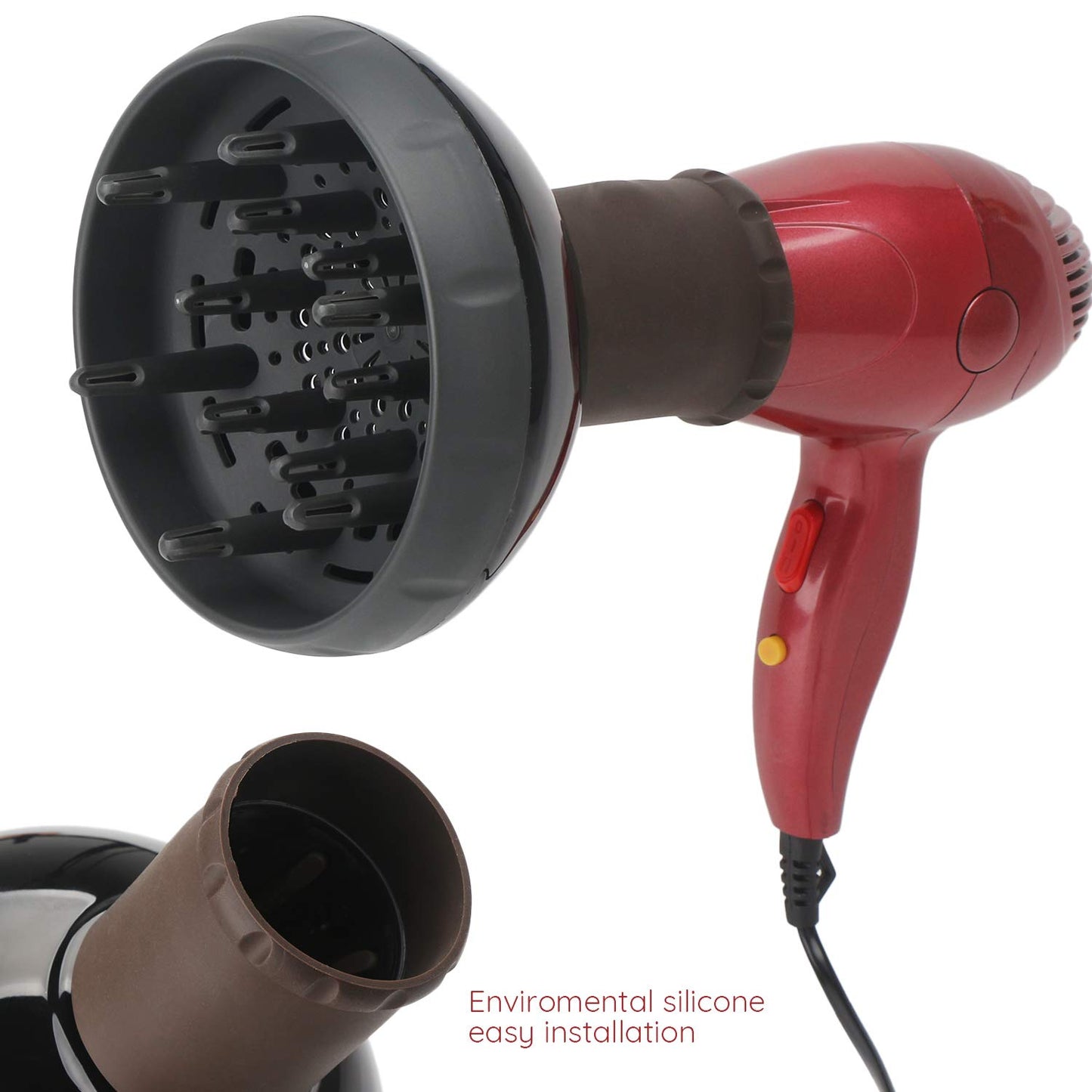 Segbeauty Hair Diffuser for Curly Hair, Upgraded Adjustable Air Flow, Deep Bowl, Professional Salon Frizz-free Fast Dry Diffuser Attachment with 1.57"-1.97" Nozzle, Black