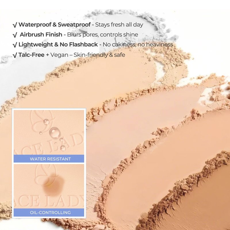 SACE LADY Face Powder - Waterproof Setting Makeup Compact for Oil Control | Talc-Free, 0.35 Oz, Translucent