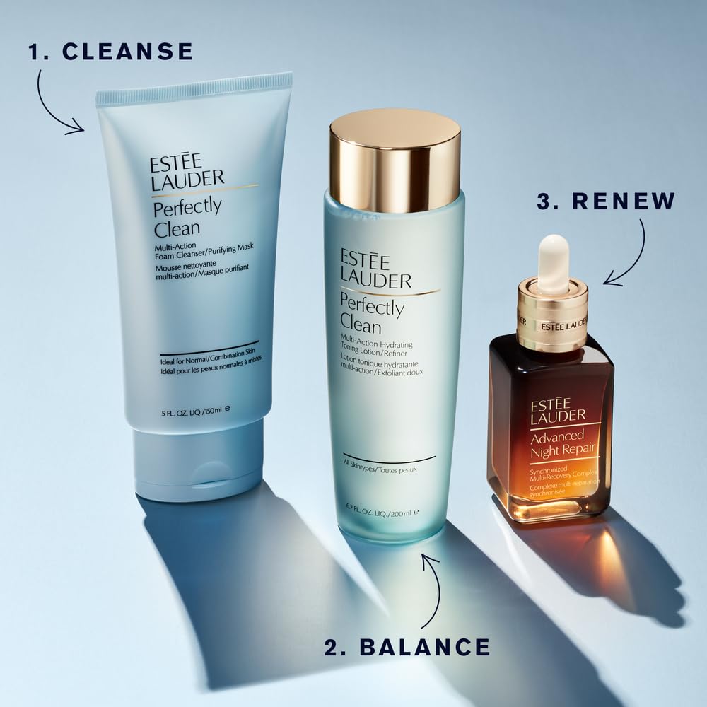 Estée Lauder Perfectly Clean Multi-Action Foaming Face Wash Cleanser/Purifying Face Mask | Daily Facial Cleanser, 5.0 Fl Oz