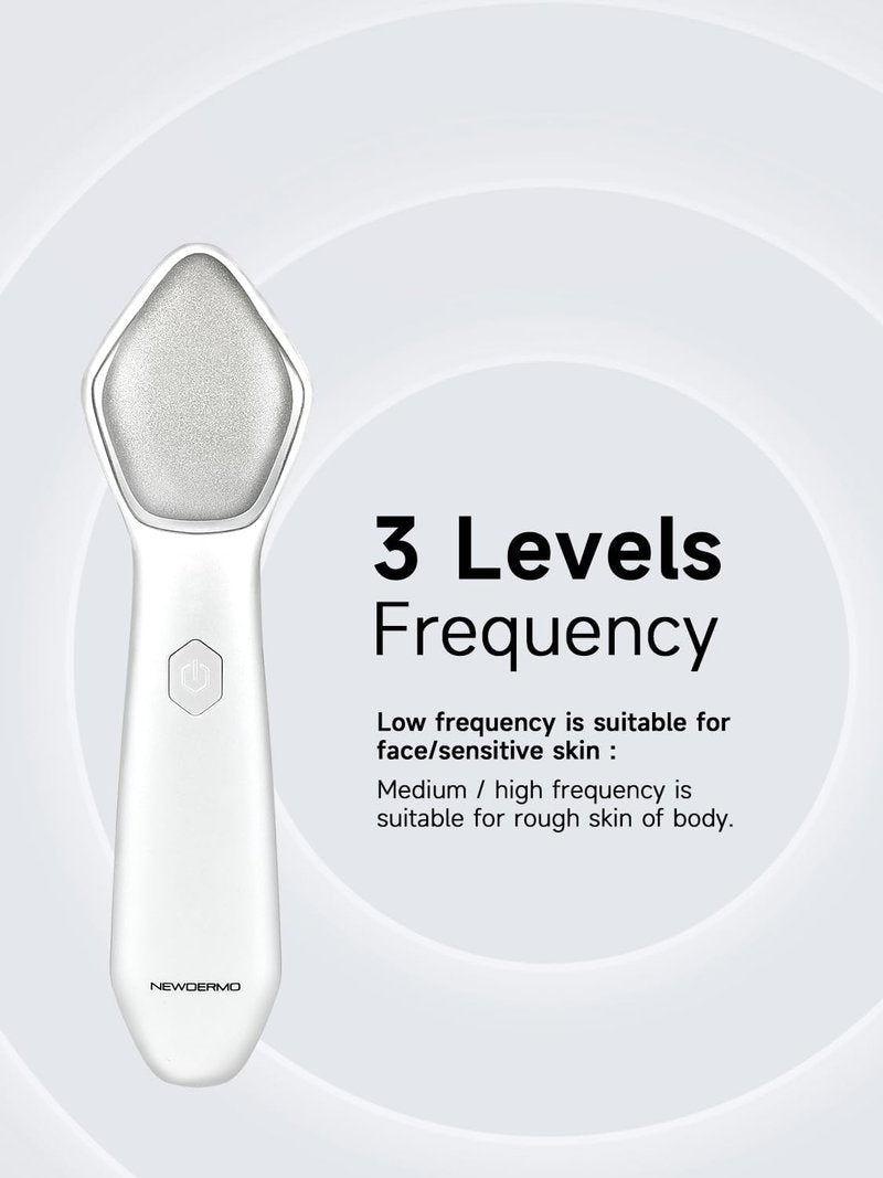 NEWDERMO Microdermabrasion Machine Pro, Large Diamond Electric Microdermabrasion Wand Tool With 3 Levels Frequency for Face Body Exfoliate Skin Care(White)