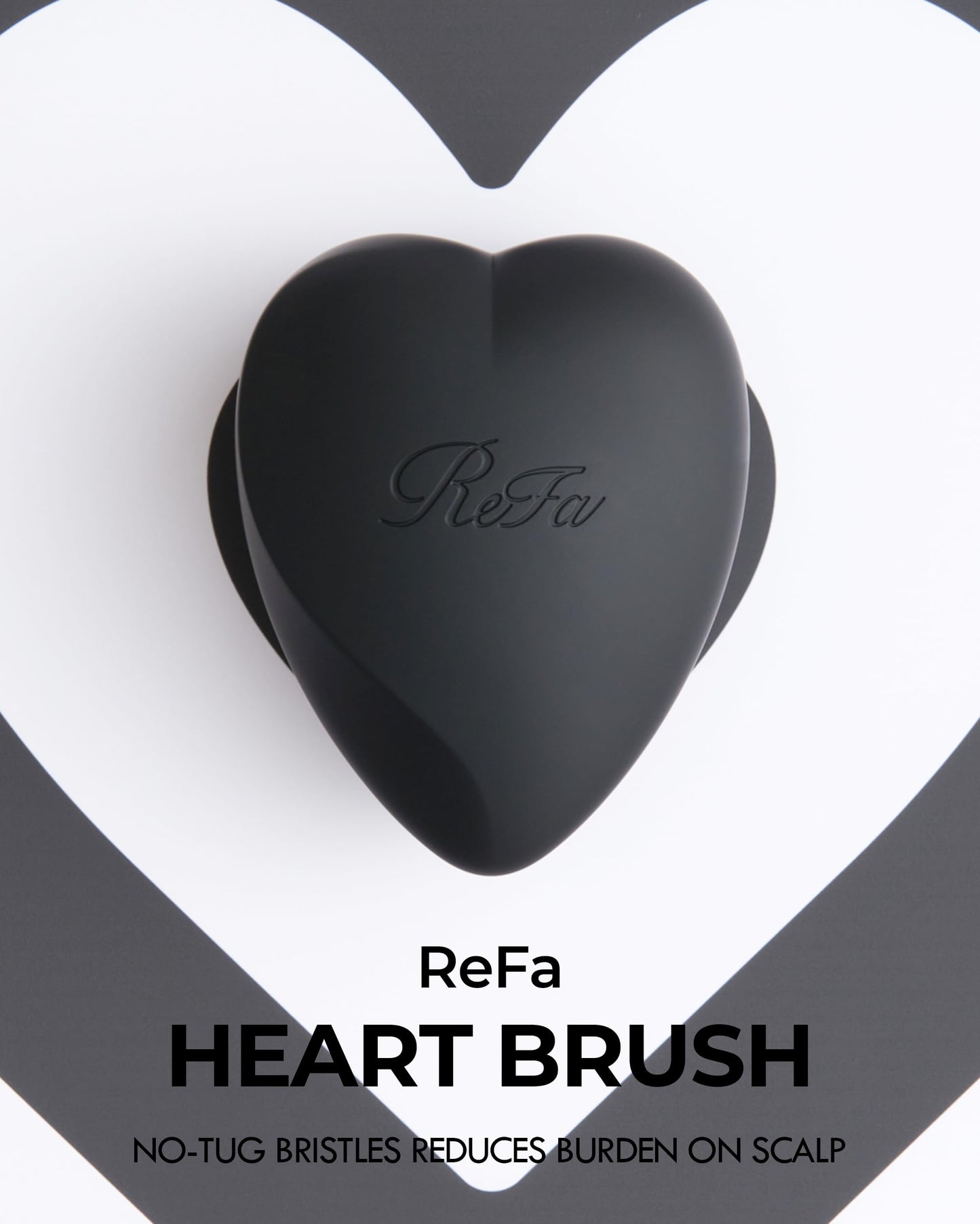 ReFa Heart Brush MATTE BLACK | Heart Shaped No Tangle Brush for Women | Small Detangler for Thick Hair | Portable