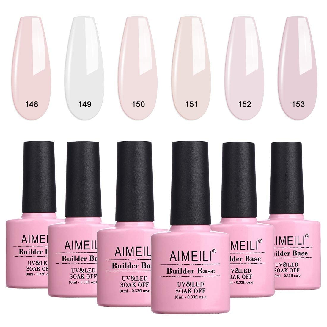 AIMEILI Builder Base Clear Sheer Color Gel, No Need Slip Solution Builder Extension