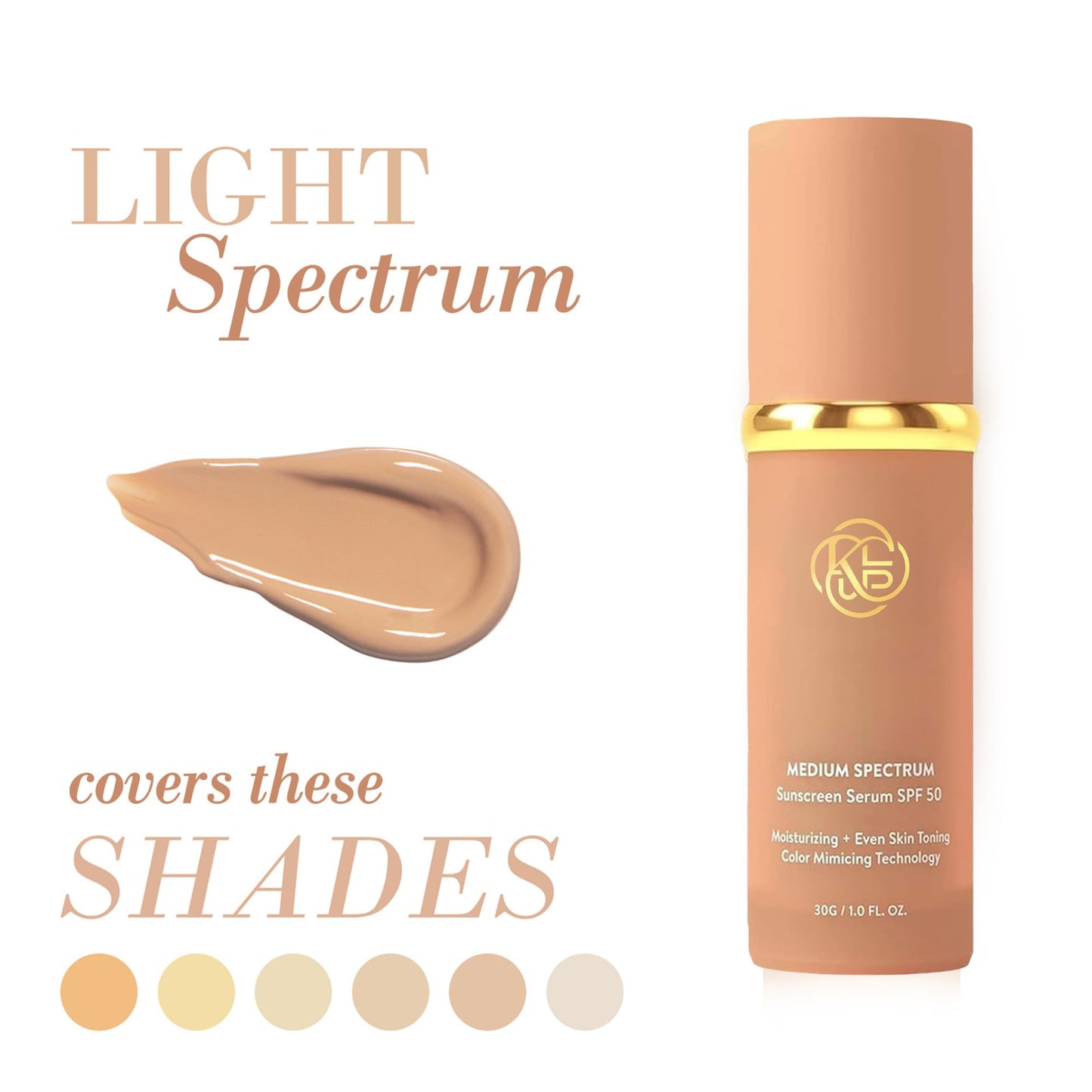 Foundation 4 in 1 - Medium Spectrum with SPF 50+ Inspired, Hydrating Color Changing Foundation Makeup Liquid - Longwearing & Waterproof for Sport, Dancing (Natural Color)