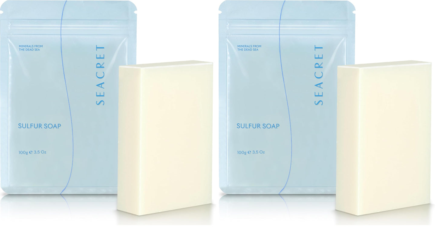 SEACRET Sulfur Soap Bar for Face & Body - Nature-Powered Sulfur Cleanser for Radiant Skin, Sulfur Skin Care, Sulfur Bar Soap, Sulfur Soap (Pack of 2)