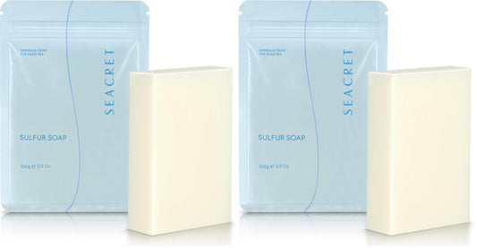 SEACRET Sulfur Soap Bar for Face & Body - Nature-Powered Sulfur Cleanser for Radiant Skin, Sulfur Skin Care, Sulfur Bar Soap, Sulfur Soap (Pack of 2)