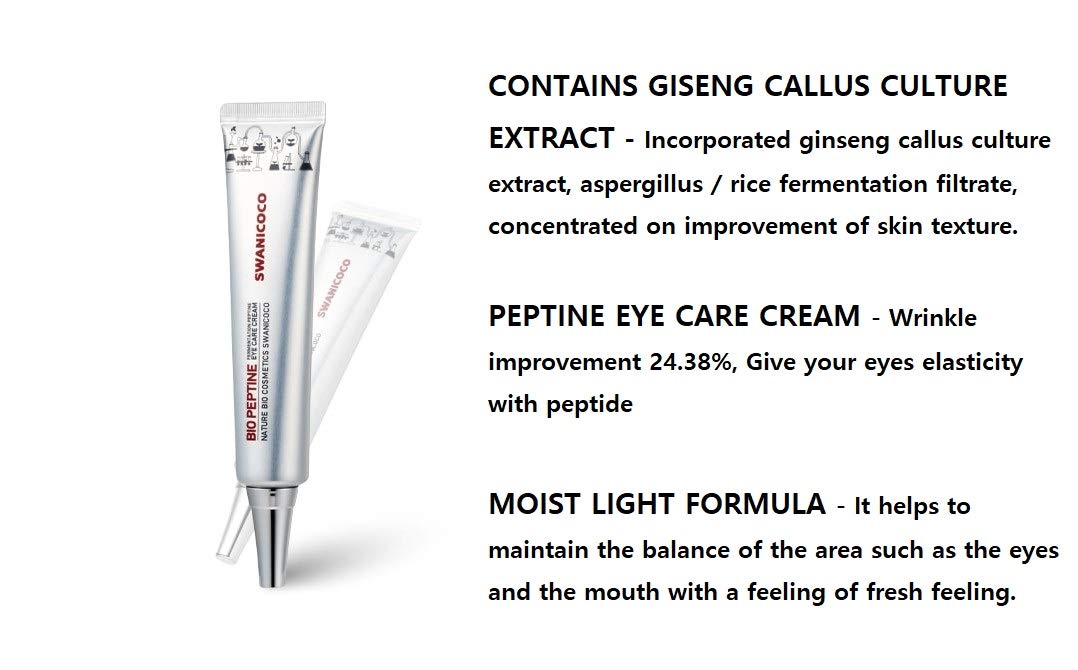 Swanicoco Eye Cream Tube Type 45ml, BIO PEPTINE, Natural Bio Cosmetic, Elasticity, Wrinkle Improvement