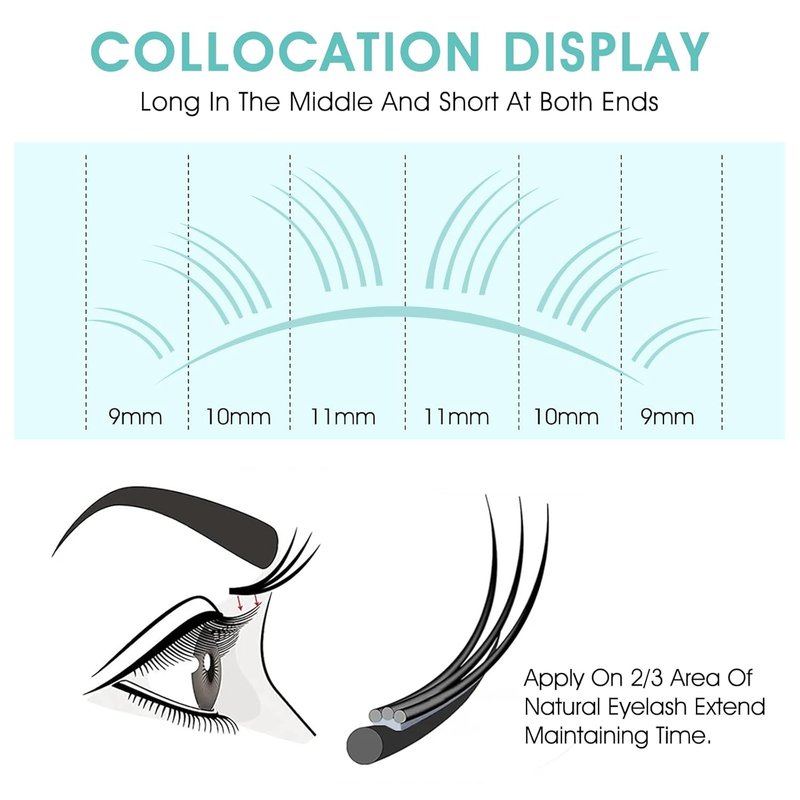 Classic Volume Eyelash Extensions - 0.05mm C Curl Soft Individual Lashes | 9mm Length, 16 Rows for Professionals