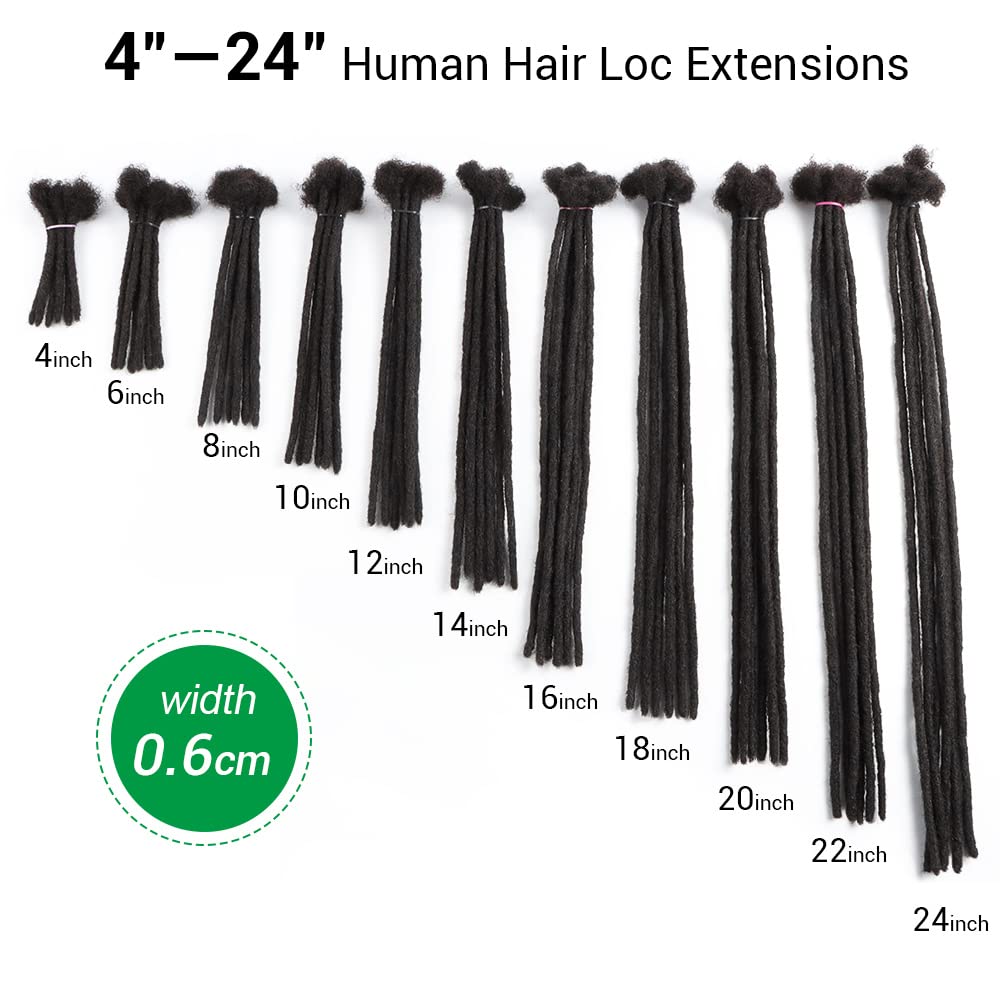 40 Strands Loc Extensions Real Human Hair for Women/men/Kids Can Be Dyed Bleached Curled 4inch Full Handmade Permanent Dreadlock Extensions 0.6cm Width