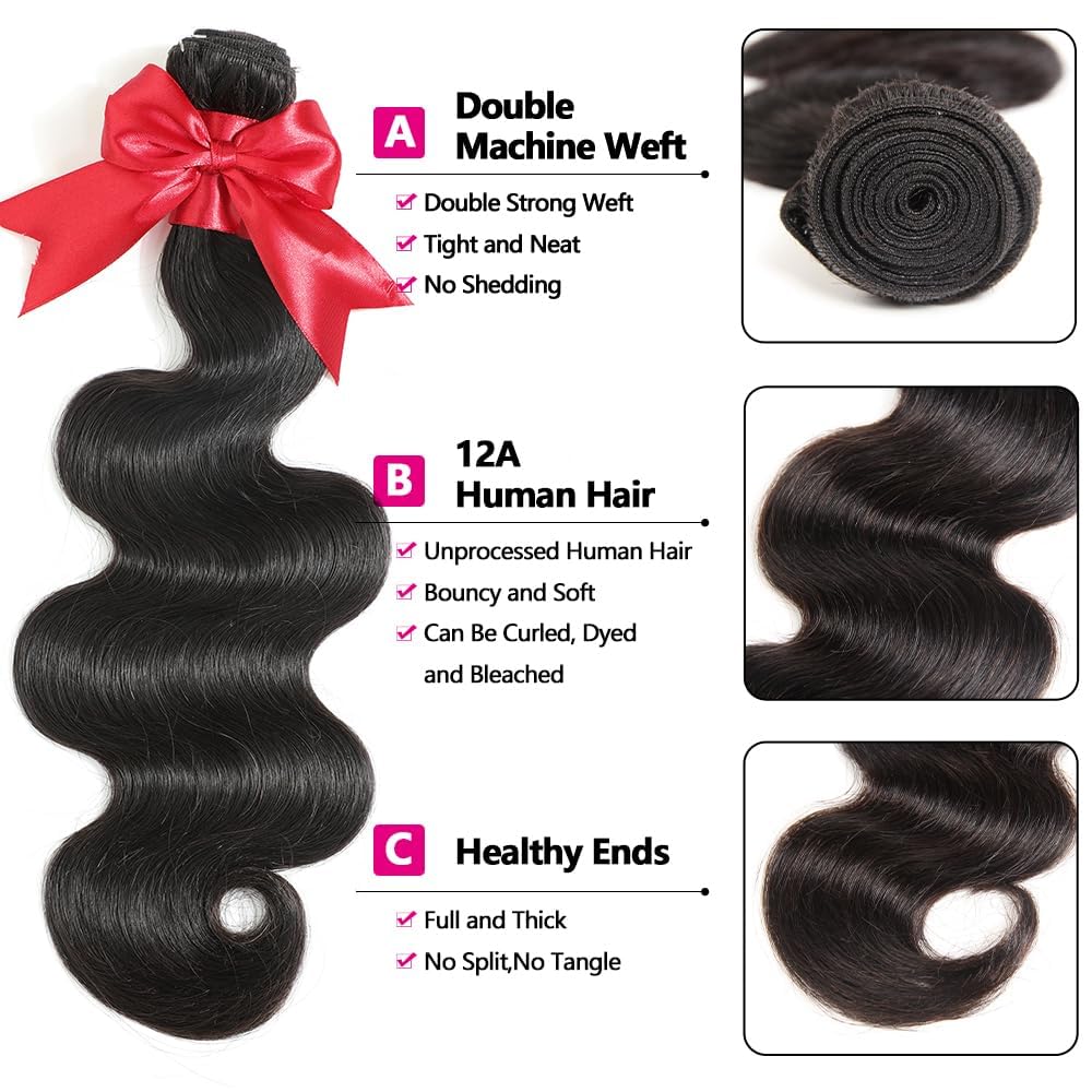 12A Human Hair Bundles 20 Inch Brazilian Body Wave Single Bundles 100% Brazilian Unprocessed Virgin Human Hair 1 Weave Bundle