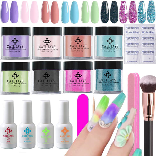 26-Piece Glitter Dip Powder Nail Kit - 8 Colors, Long-Lasting Manicure, No UV Lamp Needed