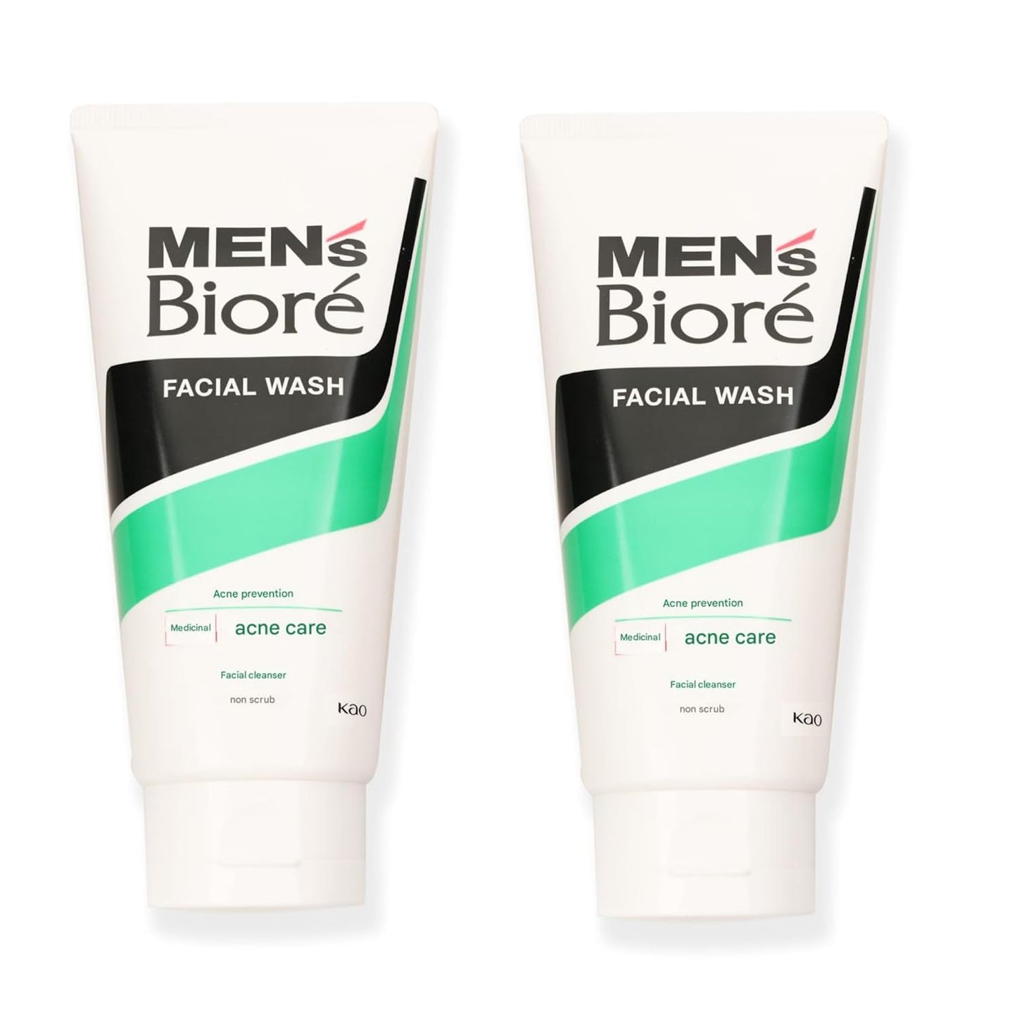 Bio-re Men Double Control Facial Cleanser - Cooling Menthol Face Wash for Oily Skin | 130g x 2 Pack