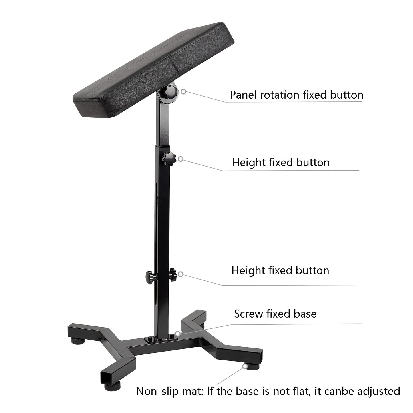 HUOXOU Tattoo Arm Rest, Tattoo Arm Rest Stand, Arm Rest Tattoo, Tattoo Armrest, Four-corner base Stability Strongly, Adjustable Height, Thicken Soft Sponge Pad, Foldable Arm Rest Tattoo for Artist