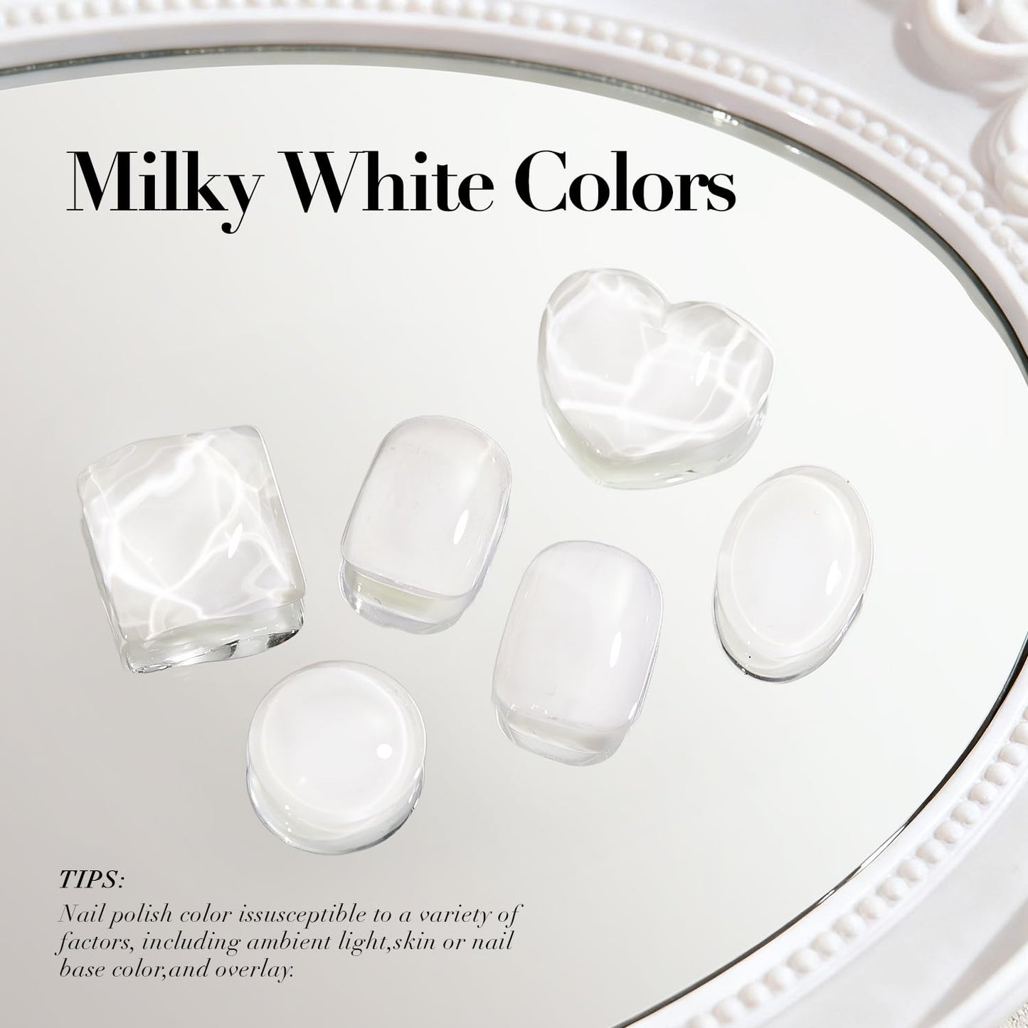 AZUREBEAUTY Milky White Translucent Nail Polish – Quick Dry, Long-Lasting, Natural Jelly Glossy Finish for DIY Manicure & Nail Art, Salon Quality for Women