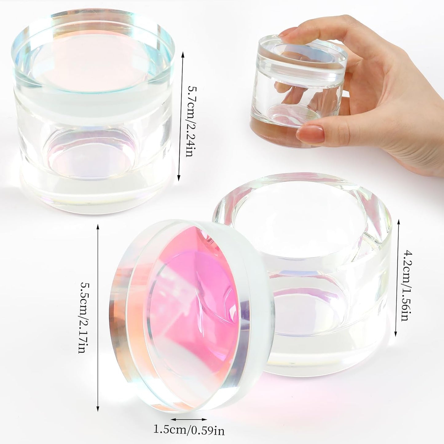 Nail Dappen Dish with Lid - Crystal Monomer Holder for Acrylic Nails | 30ml Glass Cup for Acetone & Liquid