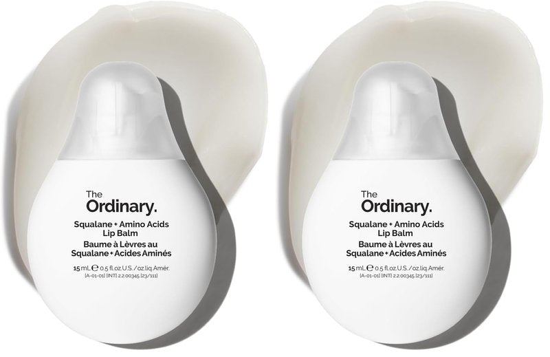 The Ordinary Squalane + Amino Acids Hydrating Lip Balm, for Lips, Elbows, and Cuticles, 0.5 Fl Oz,(Pack of 2)