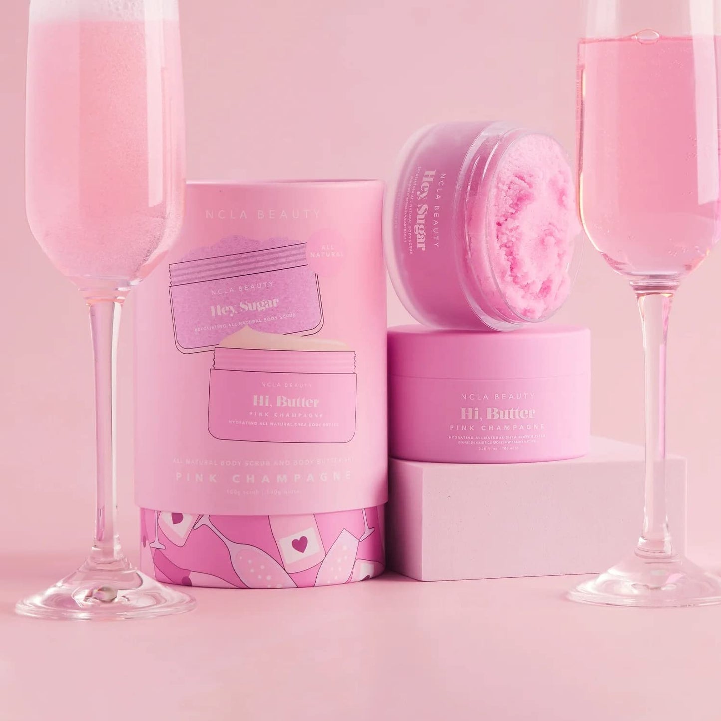 NCLA - Pink Champagne Body Care Discovery Set (Body Scrub + Body Butter) | Vegan, Cruelty-Free, Clean Skincare (2 Pieces)
