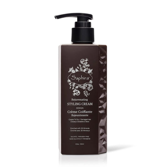Saphira Rejuvenating Styling Cream, Frizz Control Hair Smoothing Cream and Styling Formula with 26 Dead Sea Minerals, Finishing Cream for Medium to Firm Hold, Sulfate-Free, Paraben-Free, 8.5 Ounce