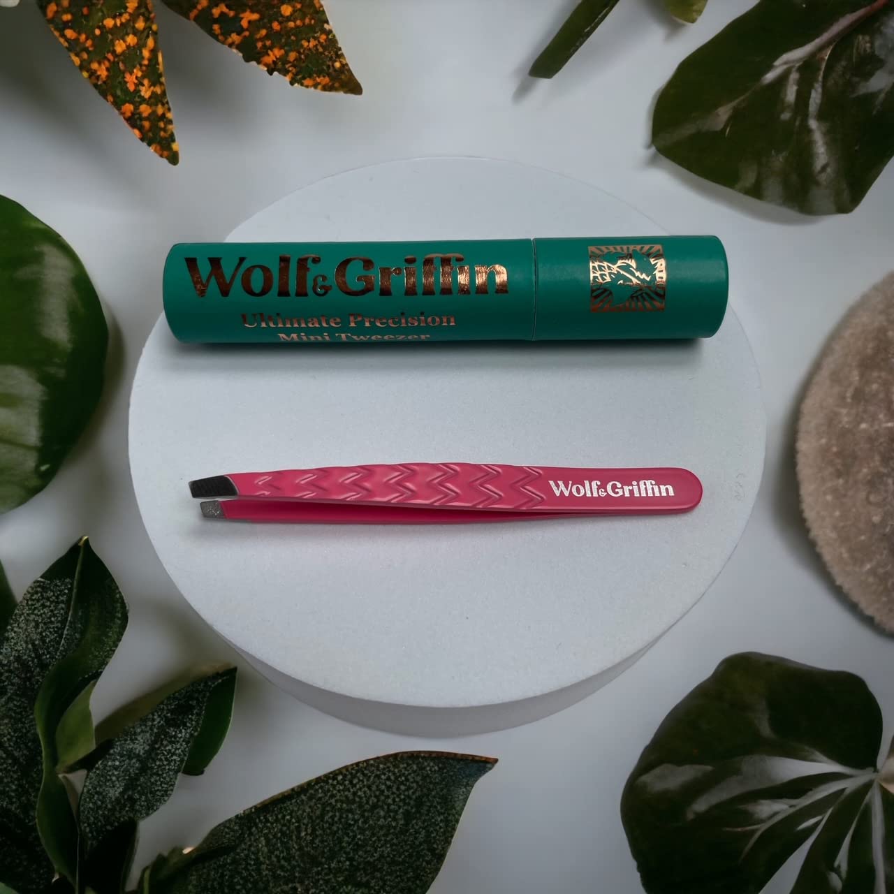 Wolf & Griffin Mini Tweezer | Professional Eyebrow Tweezers for Men & Women | Perfect for Facial Hair Removal | Stainless Steel