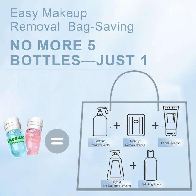 Okerker 60PCS Mini Cleansing Oil, Individually Face Makeup Pore Cleansing, Speedy & Deep & Gentle Face Cleanser, Camellia Facial Oil Cleanser, Travel Size Makeup Remover