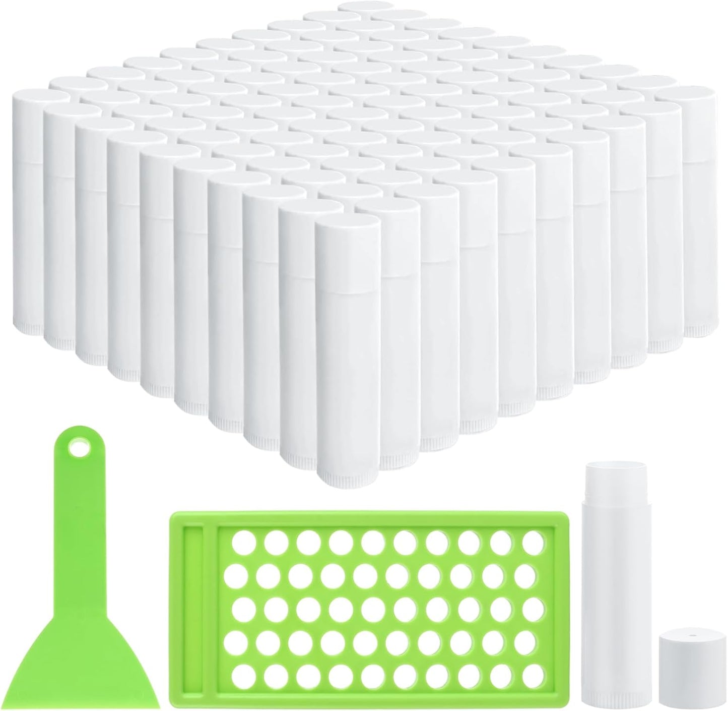 ABuff Lip Balm Tubes - 200 Pcs 5g Empty Plastic Containers for DIY Lipsticks & Solid Perfume | Includes Filling Tray & Spatula