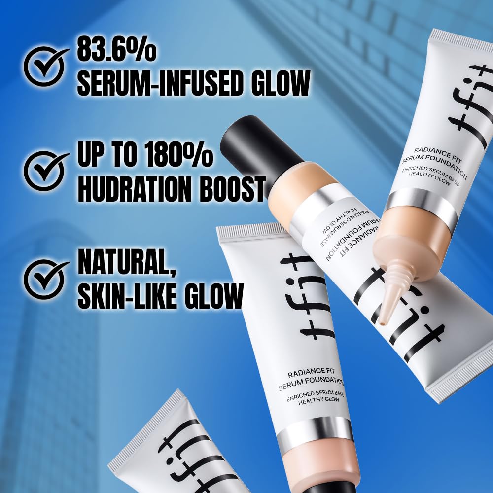 TFIT Hydrating Serum Foundation for Dry Skin – Lightweight, Moisturizing Coverage with Natural Glow & Pore‑Blurring Finish. (C01 Porcelain, 1.05 Oz.)