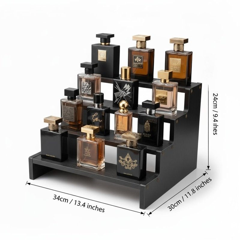 Nestoniyun 3/4-tier cologne stand for men - Wooden perfume organizer with Anti-slip Washers, Display Risers for Makeup, Figures, Cupcake, Dessert, cologne organizer for Men, perfume stand