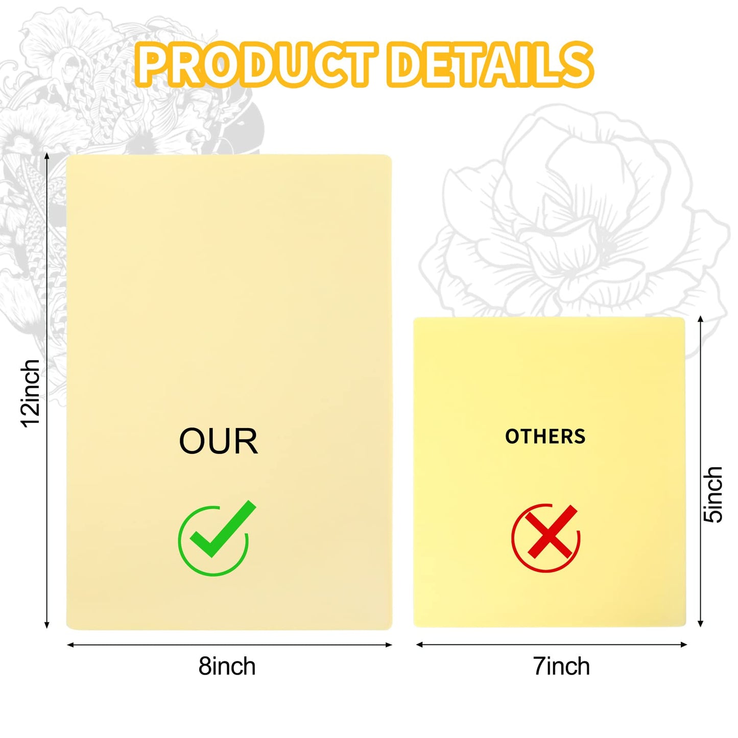 12 Pcs Tattoo Fake Skin Kit, 3mm 12x8in Thick Pound of Flesh Tattoo for Tattooing, Blank Tattoo Practice Skin for Tattoo Beginner & Experienced Tattoo Artist (12x8in-12pcs)