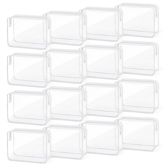 TISRATOK 16 PCS Clear Makeup Bag, Travel Essentials Toiletry Bag, Transparent PVC Cosmetic Organizer Toy Storage Pouch for Women Men - WHITE,Large