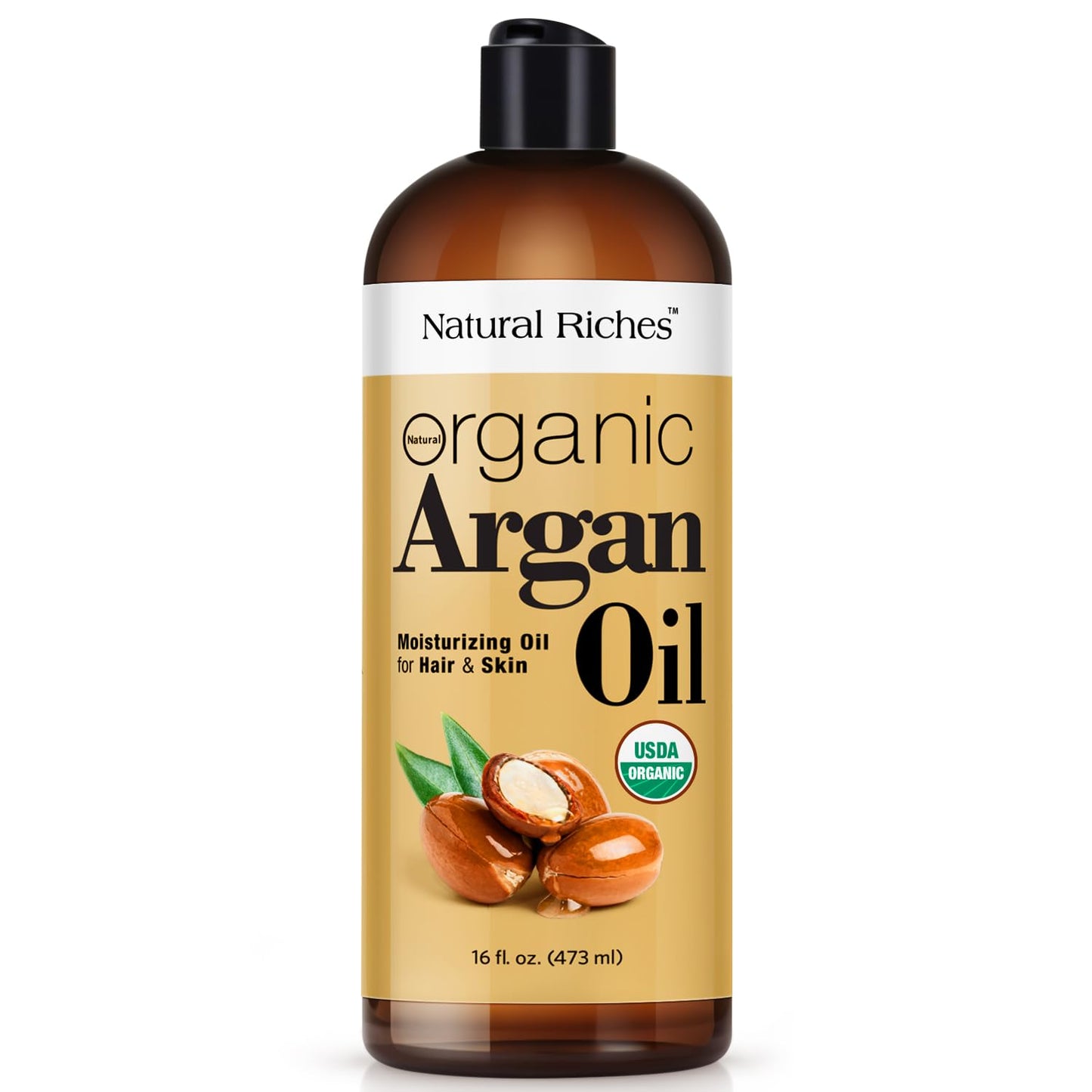 Organic Argan Oil of Morocco - Deep Moisturizing Hair Serum | 16oz Cold Pressed for Dry, Damaged Hair