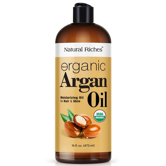 Organic Argan Oil of Morocco - Deep Moisturizing Hair Serum | 16oz Cold Pressed for Dry, Damaged Hair