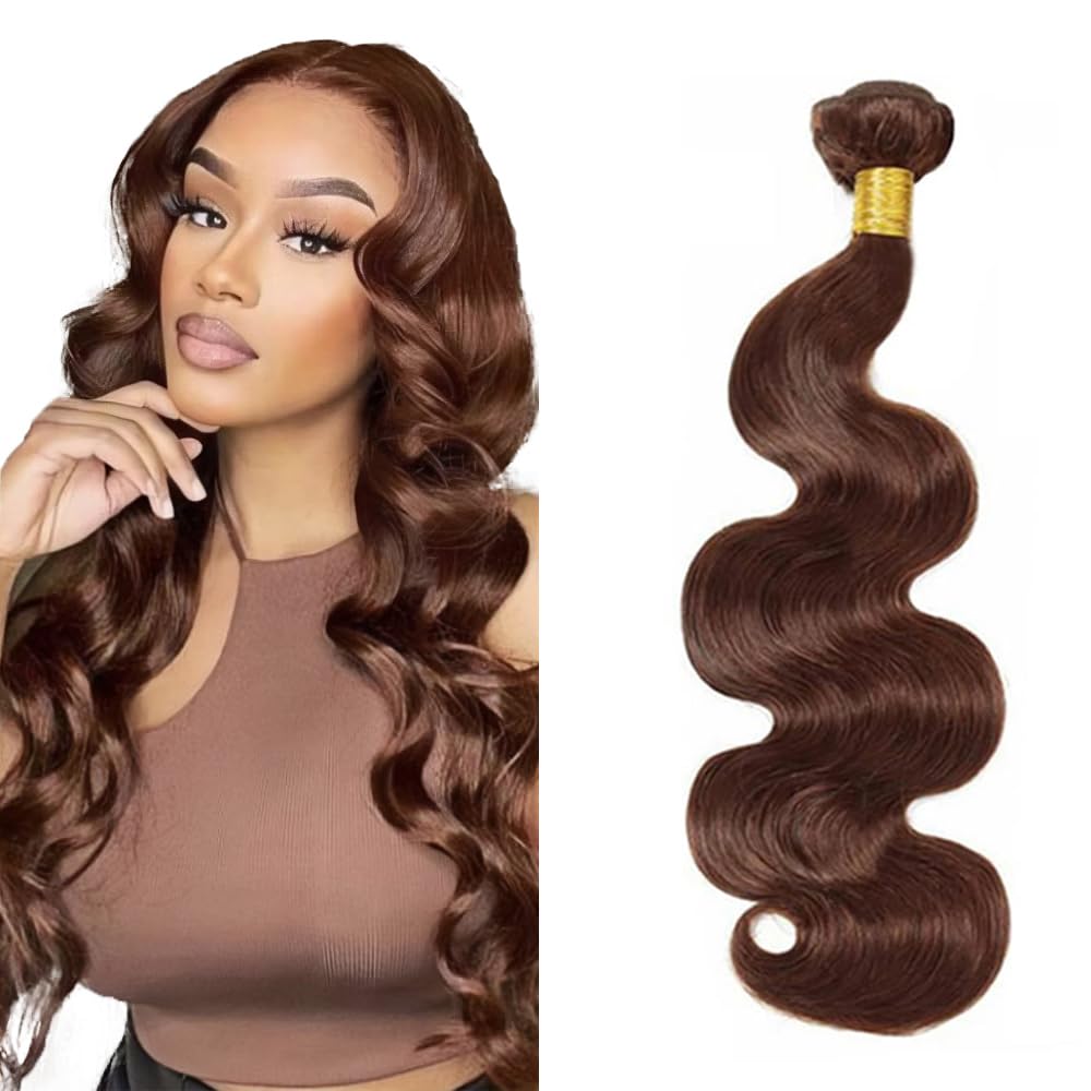 Chocolate Brown Bundles Human Hair Color 4 Body Wave Bundles Niegmeag Brazilian Virgin Remy Hair Single Bundle 18 Inch Brown Body Wave Bundle 100g