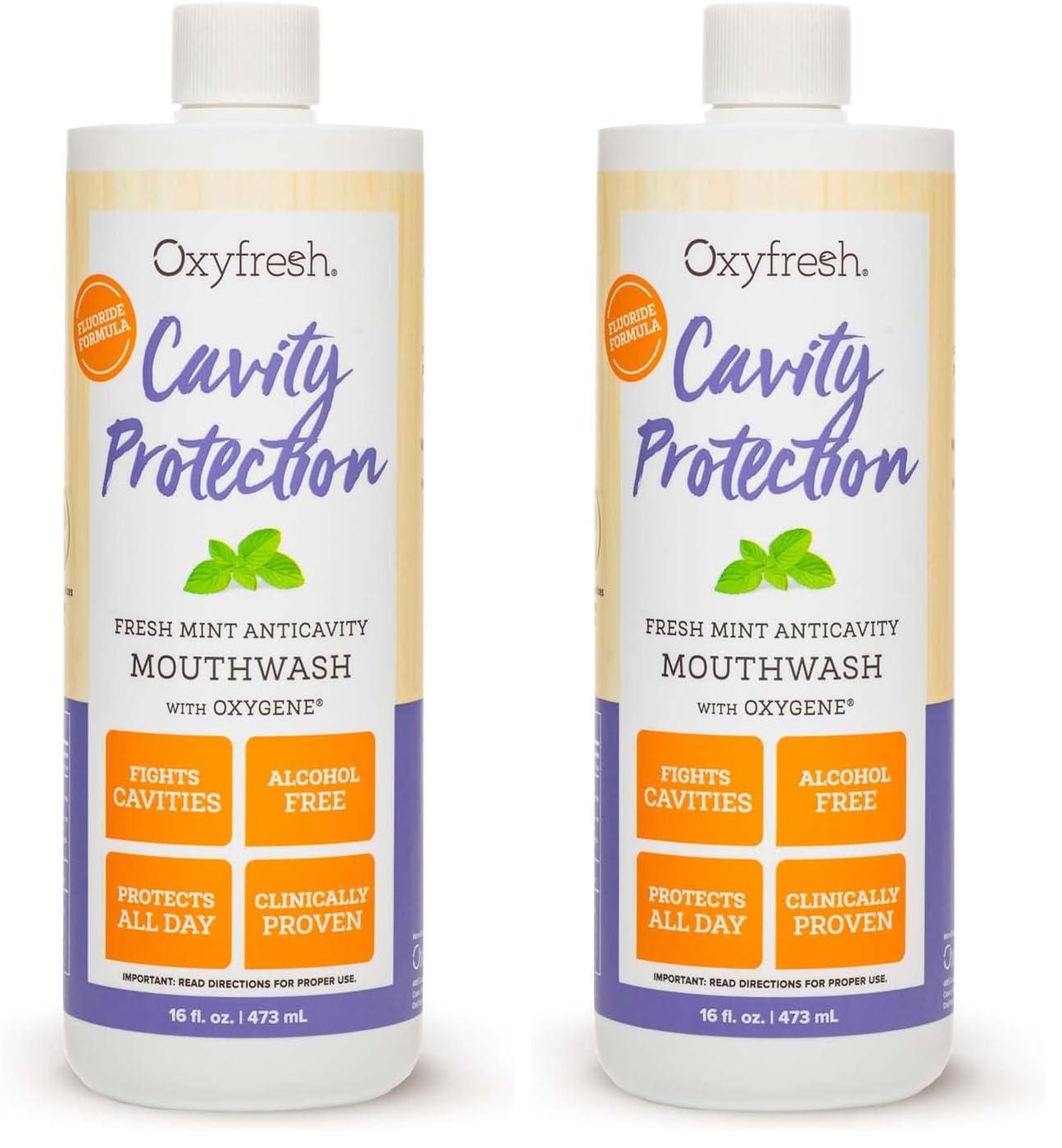 Oxyfresh Cavity Protection Fluoride Mouthwash – Anticavity Mouthwash for Sensitive Teeth – Non-Staining, Alcohol Free – Lasting Fresh Breath. 16 oz. (Pack of 2)
