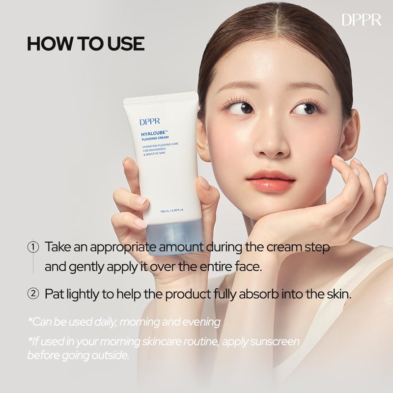 Hyalcube Flooding Cream - Korean Face Moisturizer for All Skin Types | Deep Hydration & Glowy Skin, 3.38 fl. oz / 100ml