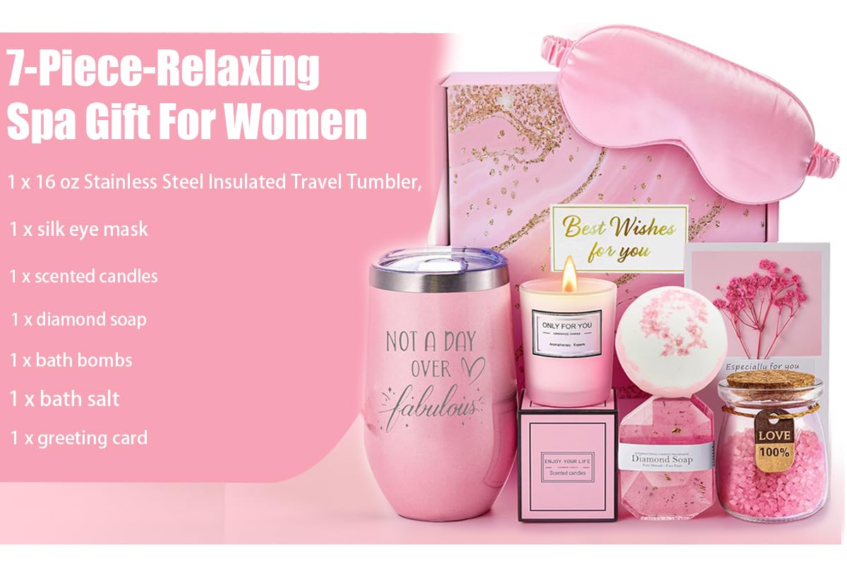 Luxurious Rose Spa Gift Set for Women | Premium Christmas & Birthday Relaxation Basket for Her | Essential Oils | Gift for Girlfriend, Wife, Mom