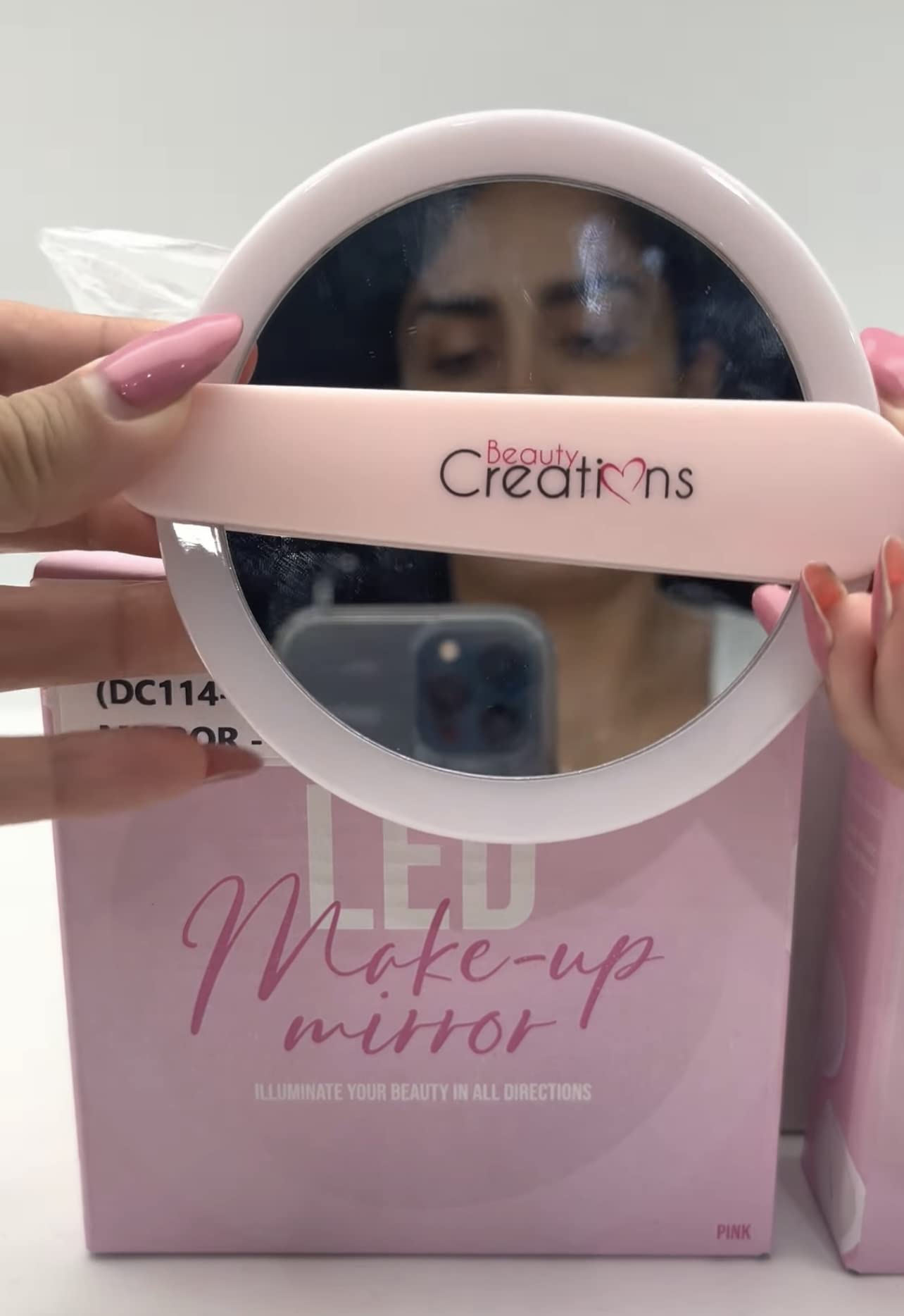 Beauty Creations LED Light Portable Make-Up Mirror Pink