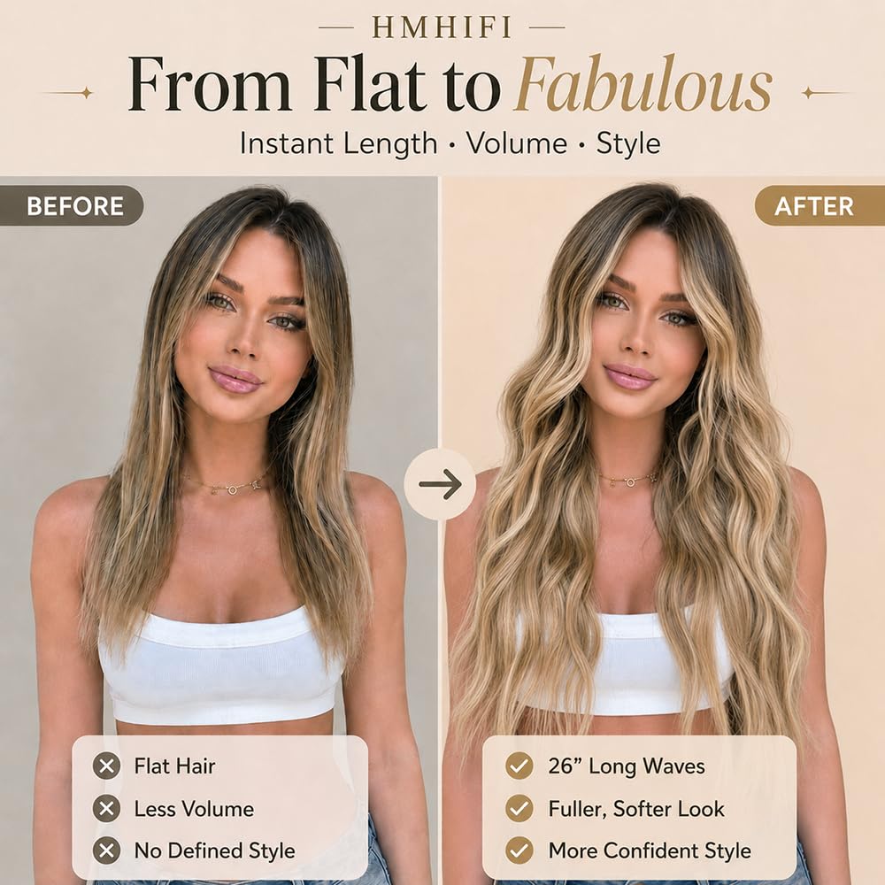 HMHIFI Long Ombre Blonde Highlights Wig for Women 26 inch 4x1 Lace Hairline Wigs Upgraded Protein Fiber Natural Looking Hair Replacement Wig Cosplay Costume Halloween Wig