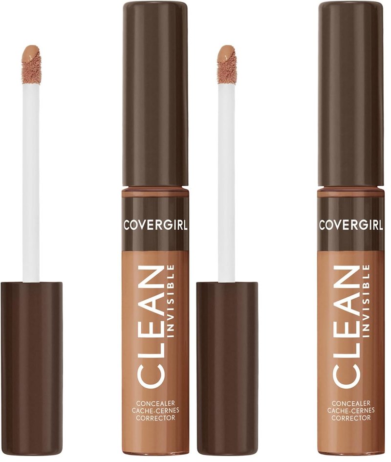 Covergirl Clean Invisible Concealer, Lightweight, Hydrating, Vegan Formula, Golden Caramel 180, 0.23oz (Pack of 2)