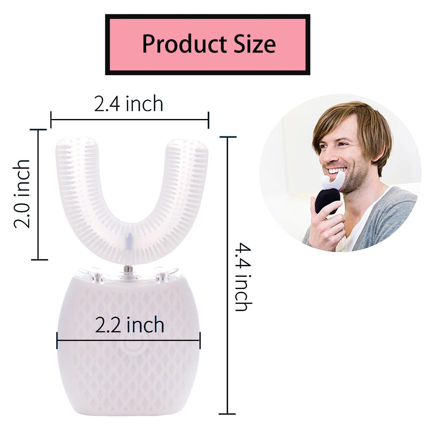 RONGCHUANG Ultrasonic Toothbrush for Adults Automatic Toothbrush with Soft Bristles 30s Timer Rechargeable Portable Design with Wireless Charging Waterproof Washable for Travel Home Use (White)