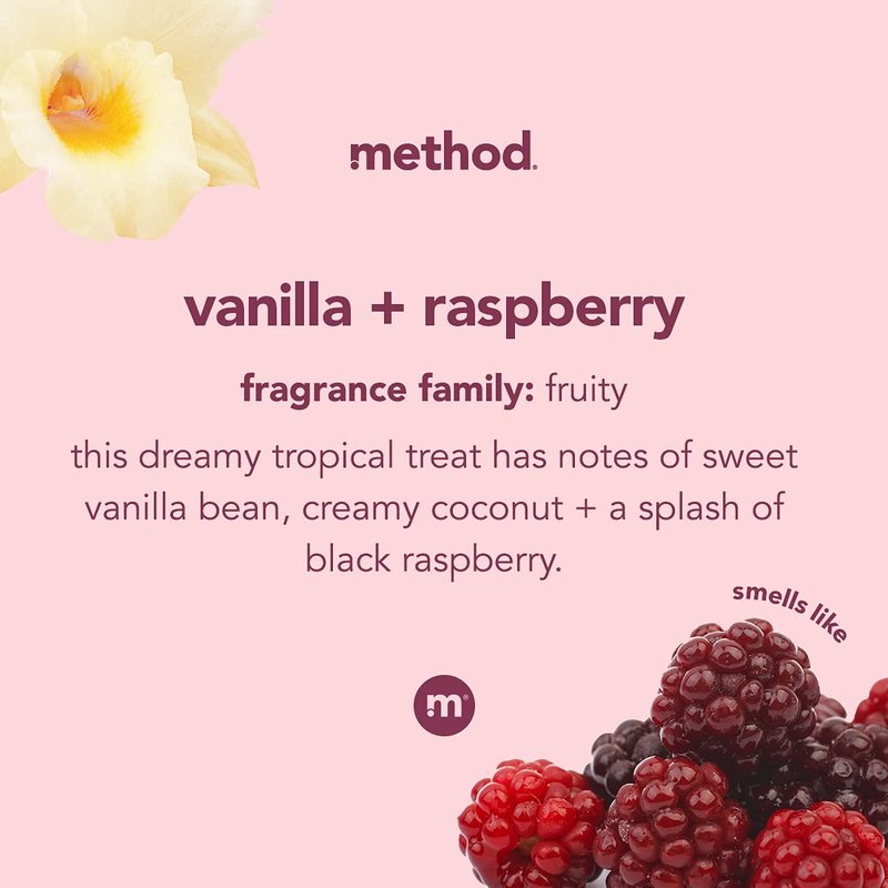 Method Premium Foaming Hand Wash Refill, Vanilla + Raspberry, Recyclable Bottles, 28 fl oz (Pack of 4) (Packaging May Vary)