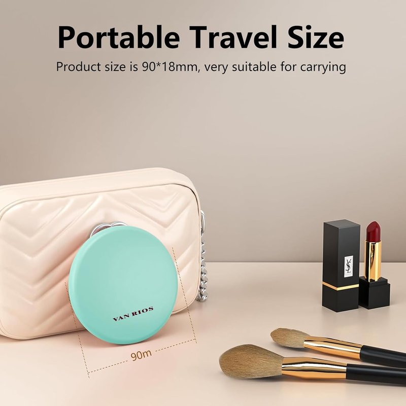 15X Magnifying Pocket Mirror with LED Light - Compact 3.5-Inch Folding Travel Mirror | Ideal Gift for Women (Cyan)
