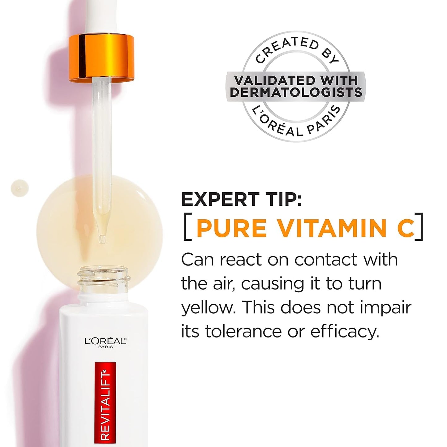 L'Oreal Paris Revitalift 12% Pure Vitamin C Serum, Brightening Serum For Face with Vitamin E, Salicylic Acid, 1 oz + Moisturizer Sample